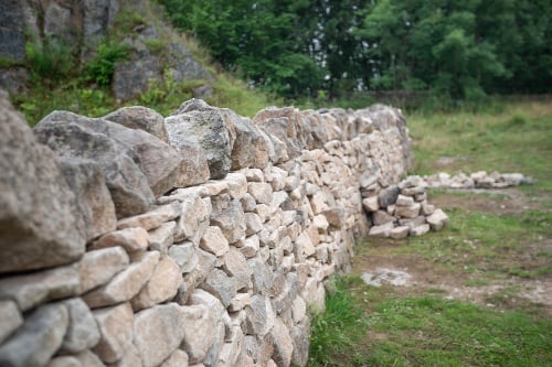 A dry stone wall.